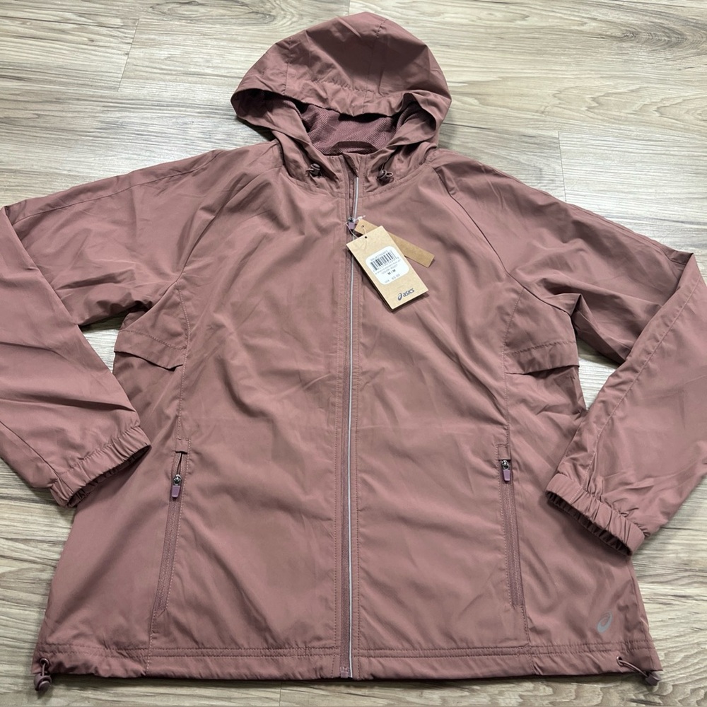 Asics Jacket Hooded Running Reflective Windbreaker Jacket Women's Medium $65 NWT